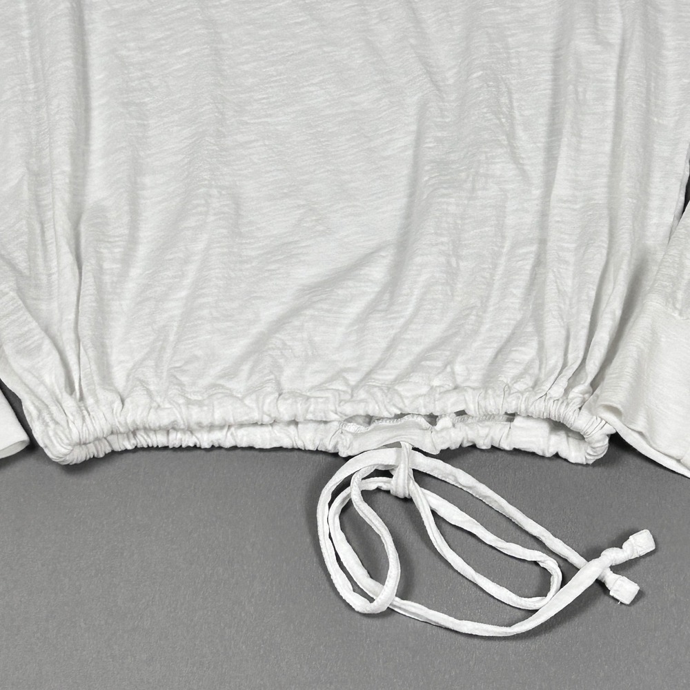 Madewell Long Sleeve T-Shirt Womens XS Oversized Cropped Cotton Drawstring White - Picture 9 of 10